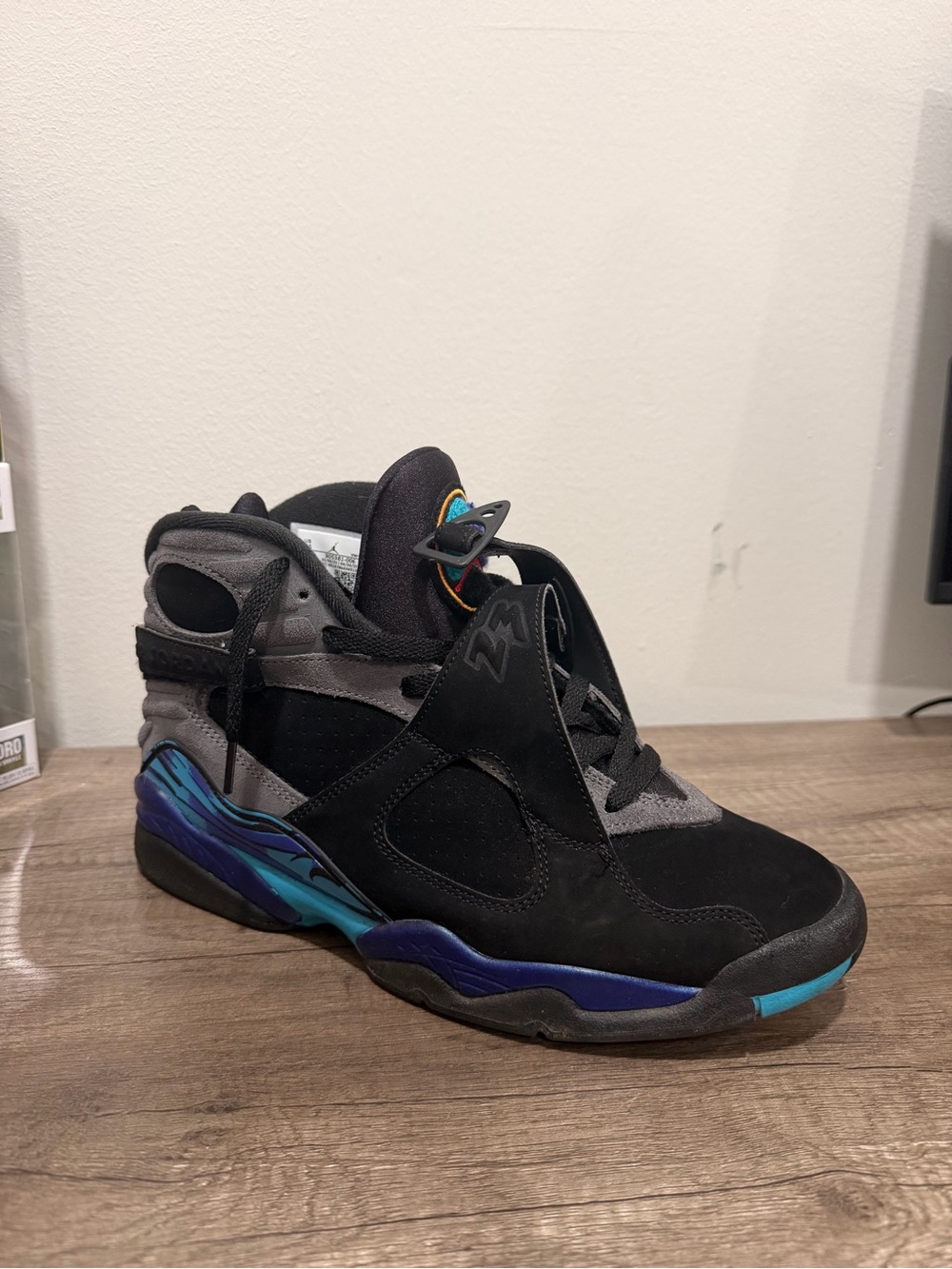 Nike Black and Gray High-Top Sneakers with Teal and Purple Accents